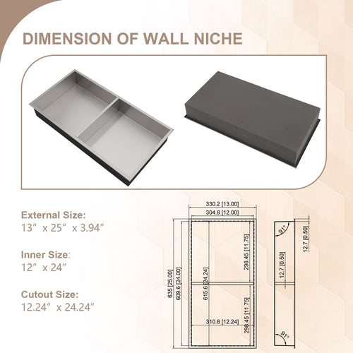 Brushed Stainless Steel Wall Shower  Niche , Double Recessed Shower Shelf for Bathroom EasyOptionXY LLC