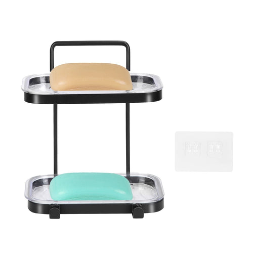 Soap Dish Soap Bar Holder Square Soap Rack Wall Mounted S Bar Shower Bathroom Self with 2 Hooks EasyOptionXY LLC