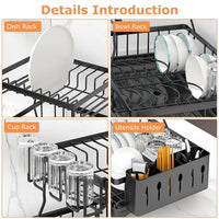 Dish Drying Rack with Drainboard Detachable 2-Tier Dish Rack Drainer Organizer Set with Utensil Holder Cup Rack Swivel Spout for Kitchen Counter EasyOptionXY LLC