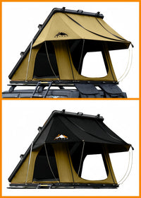 Roll over image to zoom in Adventurer Plus Rooftop Tent Hardshell with Side Awning, Air Conditioner Outlet with Bracket, &Replaceable Rain Flies, Truck Bed Tent for Camping, Pop Up Overland Roof Tents