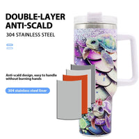 1pc 40oz Water Bottles,5D Little Turtle Series Tumbler,Large Capacity Stainless Steel Tumbler Insulation Cup With Lid And Straw For Women,Camping,Driving,skiing,Thermocoolers.Best Gift