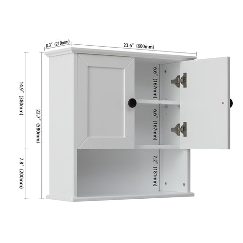 23 "x22" Bathroom Wall Cabinet Wooden Medicine Cabinet MDF Material Storage Organizer with Buffer Hinges;  adjustable Shelves Cupboard Storage Cabinet with Handles EasyOptionXY LLC