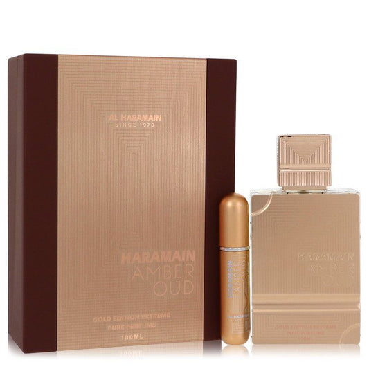 Al Haramain Amber Oud Gold Edition Extreme by Al Haramain Gift Set - 3.4 Pure Perfume Spray + 0.34 oz Refillable Spray EasyOptionXY LLC