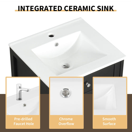 20\" Bathroom Vanity with Sink, Bathroom Cabinet with Soft Closing Door, Storage Rack and Adjustable Shelves EasyOptionXY LLC