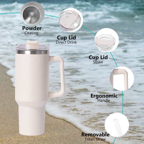 40oz large capacity tumbler, With Handle And Straw Lid, Insulated Reusable Stainless Steel Water Bottles Travel Mug Coffee Cup car cup water cup For Men Women Outdoor Camping Driving,  gift EasyOptionXY LLC