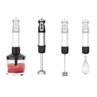 1000W 5 In 1 Immersion Hand Blender Stainless Steel Hand Mixer with 12 Speeds Turbo Mode Food Processor with 20Oz Beaker 17Oz Chopper Whisk Milk Frother