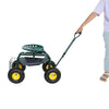 Garden trolley Rolling work chair with wheels, garden stool for planting, 360 degree swivel seat, station wagon scooter with steering handle and utility tray, for yard and outdoors, (green)