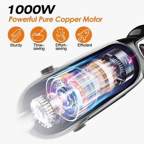 1000W 5 In 1 Immersion Hand Blender Stainless Steel Hand Mixer with 12 Speeds Turbo Mode Food Processor with 20Oz Beaker 17Oz Chopper Whisk Milk Frother EasyOptionXY LLC