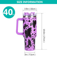 40oz 5D cowprint Insulated Tumbler With Handle And Straw Lid Portable Large Capacity water bottle, Heat preservation,304 Stainless Steel Cup For Outdoor Sports, Travel & Camping Birthday Gift EasyOptionXY LLC