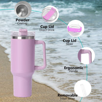40oz large capacity tumbler, With Handle And Straw Lid, Insulated Reusable Stainless Steel Water Bottles Travel Mug Coffee Cup car cup water cup For Men Women Outdoor Camping Driving,  gift EasyOptionXY LLC