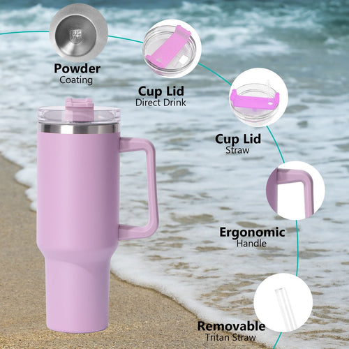 40oz large capacity tumbler, With Handle And Straw Lid, Insulated Reusable Stainless Steel Water Bottles Travel Mug Coffee Cup car cup water cup For Men Women Outdoor Camping Driving,  gift EasyOptionXY LLC