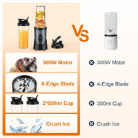 KOIOS 900W Smoothie Blender, Personal Blender for Shakes and Smoothies with 2 No-BPA 22 oz Portable Blender Bottles and To-Go Lids, Single Serve Mixer Blender for Juices Baby Food, Nutritious Recipe