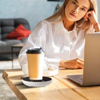 Desktop Electric Cup Warmer 8Hours Auto Off Overheating Protection Smart Timer Setting 2 Temperature Levels  Ceramic Heating Panel For Office Home EasyOptionXY LLC