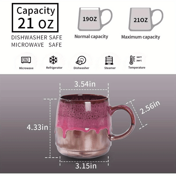 Large Ceramic Coffee Mug, 21 Oz, Gilt Pink Big Tea Cup for Office and Home, Dishwasher and Microwave Safe… EasyOptionXY LLC