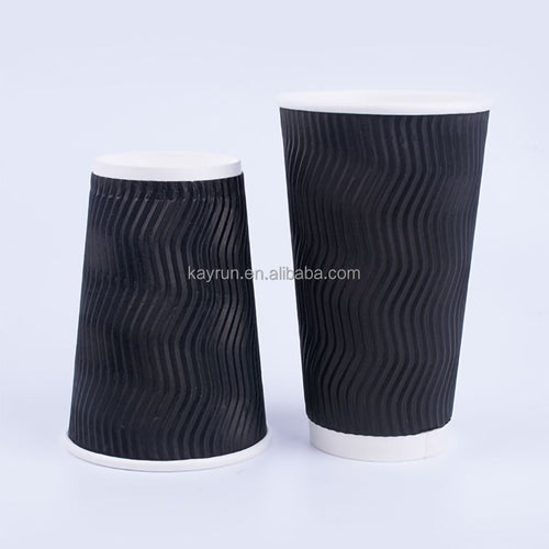 50PCS 8oz 12oz 16oz Custom Printed E co F riendly Triple Ripple Wall cup 3 Layer Disposable hot drink Coffee Paper Cups EasyOptionXY LLC