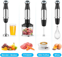 KOIOS Immersion Blender Handheld, 1000W 12-Speed 5 in 1 Hand Mixer Stick Blender with 304 Stainless Steel Blade, Food Processor, Beaker, Egg Whisk and Milk Frother,B PA-F ree, for Smoothies Baby Food