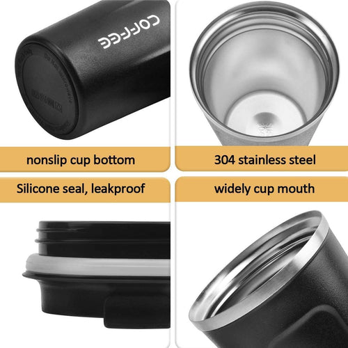 12 oz Stainless Steel Vacuum Insulated Tumbler - Coffee Travel Mug Spill Proof with Lid - T hermos Cup for Keep Hot/Ice Coffee; Tea and Beer EasyOptionXY LLC