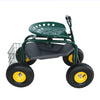 Garden trolley Rolling work chair with wheels, garden stool for planting, 360 degree swivel seat, station wagon scooter with steering handle and utility tray, for yard and outdoors, (green)