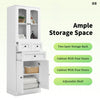 Tall Bathroom Storage Cabinet, Cabinet with Four Doors and Drawers, Adjustable Shelf, MDF Board EasyOptionXY LLC