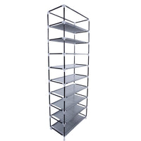 Room-saving 10-Layers 9 Lattices Non-woven Fabric Shoe Rack Black