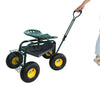 Garden trolley Rolling work chair with wheels, garden stool for planting, 360 degree swivel seat, station wagon scooter with steering handle and utility tray, for yard and outdoors, (green)