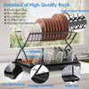 2 Tier Dish Drying Rack with Cup Holder Foldable Dish Drainer Shelf for Kitchen Countertop Rustproof Utensil Holder with Drainboard Black EasyOptionXY LLC