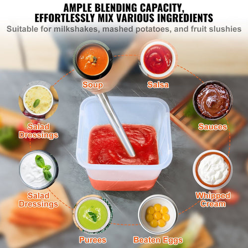 VEVOR Commercial Immersion Blender, 750W 20" Heavy Duty Hand Mixer, Variable Speed Kitchen Stick Mixer with 304 Stainless Steel Blade, Multi-Purpose Portable Mixer for Soup, Smoothie, Puree, Baby Food EasyOptionXY LLC