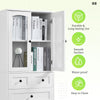 Tall Bathroom Storage Cabinet, Cabinet with Four Doors and Drawers, Adjustable Shelf, MDF Board EasyOptionXY LLC