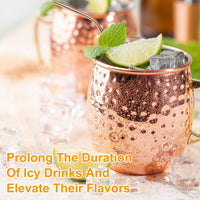 4Pcs Moscow Mule Mugs 18OZ Copper Plating Cocktail Cup Set With Straws Stainless Steel Lining Hammered Cups For Wine Beer Cocktail Cold Drinks EasyOptionXY LLC