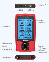 24-Mode TENS &amp; EMS Unit – Rechargeable Muscle Stimulator with 8 Pads