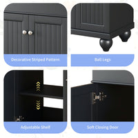 24" Modern Sleek Bathroom Vanity Elegant Ceramic Sink with Solid Wood Frame, Adjustable Shelf EasyOptionXY LLC