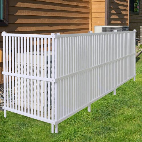 Air Conditioner Fence, Trash Can Vinyl Privacy Fence White Panel for Outside, Outdoor Pool Equipment Enclosure with Metal Stakes, (2-Pack) EasyOptionXY LLC