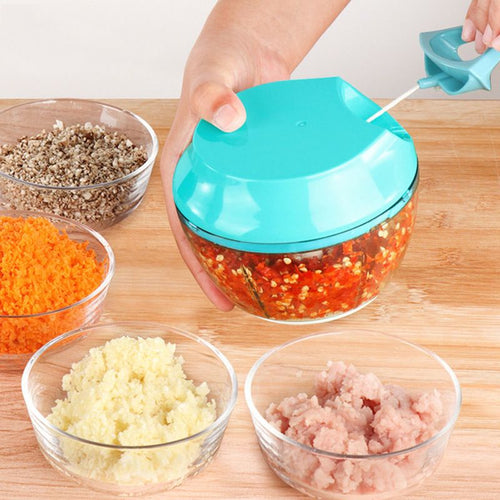 3-in-1 Manual Food Chopper for Vegetable Fruits Nuts Onions Hand Pull Mincer Blender Mixer Food Processor Garlic Crusher Ginger Fruit Puree Meat Puree EasyOptionXY LLC