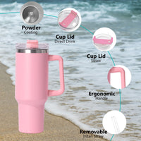 40oz large capacity tumbler, With Handle And Straw Lid, Insulated Reusable Stainless Steel Water Bottles Travel Mug Coffee Cup car cup water cup For Men Women Outdoor Camping Driving,  gift EasyOptionXY LLC
