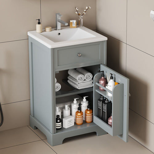 20\" Bathroom Vanity with Sink, Bathroom Cabinet with Soft Closing Door, Storage Rack and Adjustable Shelves EasyOptionXY LLC