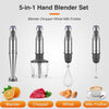 KOIOS 1100W Immersion Hand Blender, Stainless Steel Stick Blender with 12-Speed & Turbo Mode, 5-in-1 Handheld Blender with 600ml Mixing Beaker with Lid, 500ml Chopper, Whisk, Milk Frother, B PA-F ree EasyOptionXY LLC