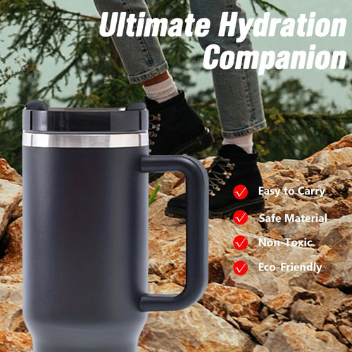 40oz V2 large capacity tumbler,  With Handle And Straw Lid, Insulated Reusable Stainless Steel Water Bottles Travel Mug Coffee Cup car cup water cup For Men Women Outdoor Camping Driving, gift EasyOptionXY LLC