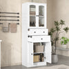 Tall Bathroom Storage Cabinet, Cabinet with Four Doors and Drawers, Adjustable Shelf, MDF Board EasyOptionXY LLC