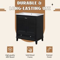 30\" Bathroom Vanity with Sink Combo, Multi-functional Bathroom Cabinet with Doors and Drawer, Solid Frame and MDF Board EasyOptionXY LLC