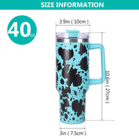 40oz 5D cowprint Insulated Tumbler With Handle And Straw Lid Portable Large Capacity water bottle, Heat preservation,304 Stainless Steel Cup For Outdoor Sports, Travel & Camping Birthday Gift EasyOptionXY LLC