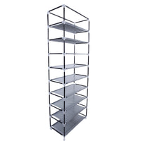 Room-saving 10-Layers 9 Lattices Non-woven Fabric Shoe Rack Black