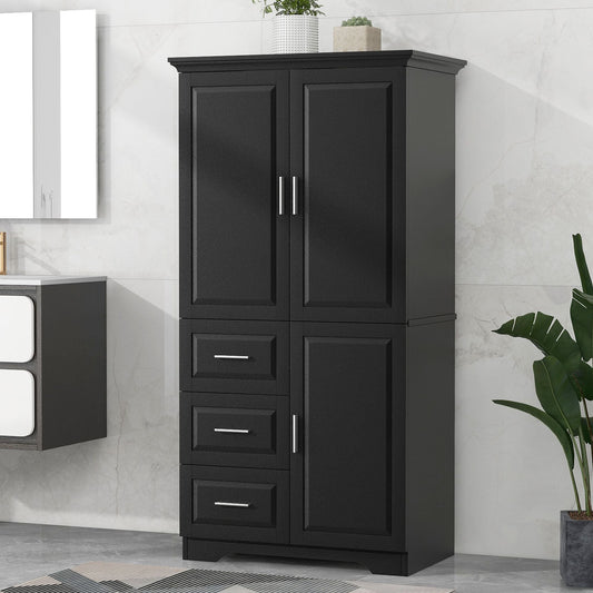 Tall and Wide Storage Cabinet with Doors for Bathroom/Office, Three Drawers EasyOptionXY LLC