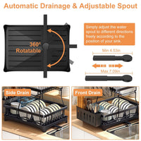 Dish Drying Rack with Drainboard Detachable 2-Tier Dish Rack Drainer Organizer Set with Utensil Holder Cup Rack Swivel Spout for Kitchen Counter EasyOptionXY LLC