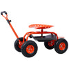Rolling Garden Scooter Garden Cart Seat with Wheels and Tool Tray, 360 Swivel Seat,Red