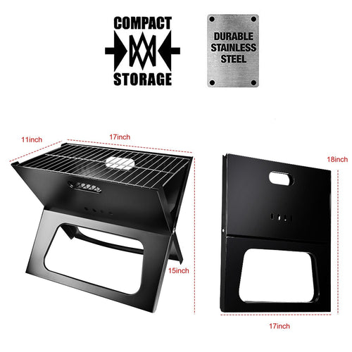 Foldable Charcoal BBQ Grill – Portable Triangle Design for Camping