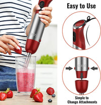 KOIOS 5-in-1 Hand Immersion Blender, 1000W 12 Speed with Turbo Mode Handheld Blender, Copper Motor Stainless Steel Blade Stick Blender,600ml Mixing Beaker,500ml Food Processor, Whisk, Milk Frother EasyOptionXY LLC