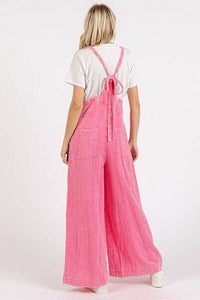 Mittoshop Textured Wide Leg Overalls Pink