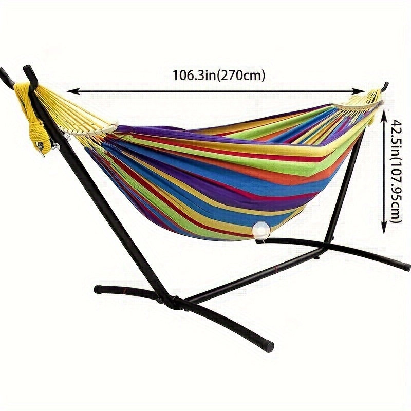 Double Hammock with Stand, 450lb Capacity, Steel Stand, Premium Carry Bag, Anti-Roll Balance Beam