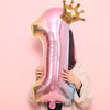 Luxury Gradient Modern 32inch Rainbow number Foil Balloons For Birthday party Decorations Kids Rose Ballons With Crown From 0-9 Numbers