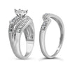 .925 Sterling Silver 1/3 Cttw Round Diamond Crisscross Engagement Ring Bridal Set (H-I Color, I1-I2 Clarity ) - Size 7